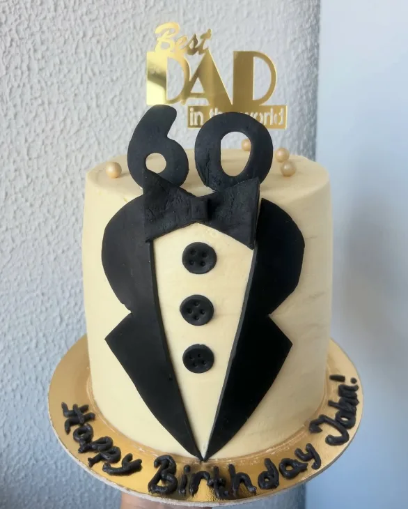 60th birthday tuxedo cake